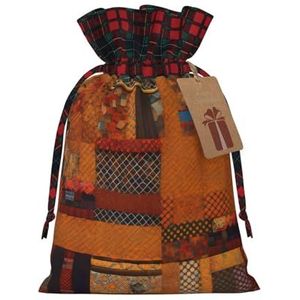 Afrikaans textiel patchwork herbruikbare geschenktas-trekkoord kerstgeschenktas, perfect voor feestelijke seizoenen, kunst & ambachtelijke tas