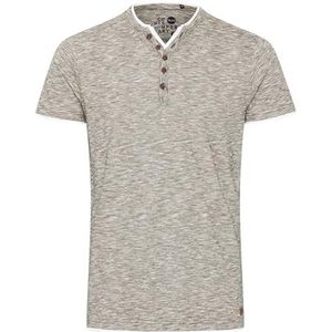 !Solid Digos T-shirt met korte mouwen voor heren met grandade-uitsnijding in dubbellaagse look van 100% katoen