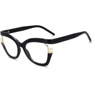 Geschenken voor halloween, Cat Eye Titanium Brilmontuur met Pareldecoratie 145x134mm Unisex