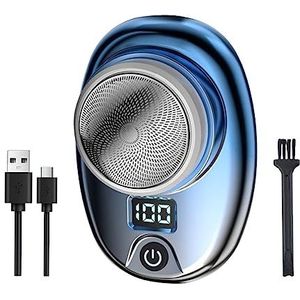 Mini Elektrisch Scheerapparaat Mannen Vrouwen Mini Scheerapparaat voor Mannen voor Reizen Neus Haar Benen Gradiënt Blauw