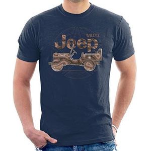 Jeep Willys MA Star T-shirt voor heren, marineblauw, marineblauw, M