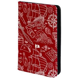 Gepersonaliseerde paspoorthouder paspoorthoes paspoort portemonnee reizen Essentials piraat patroon rood, Meerkleurig, 11.5x16.5cm/4.5x6.5 in