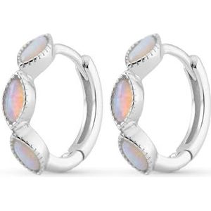 UNIQA Jewels Opaal Oorbellen voor dames, creolen, 925 sterling zilver, opaalsteen, 18K verguld, oorbellen voor vrouwen en meisjes, kleine cirkels, hypoallergene oorbellen, nikkelvrij, Diametro