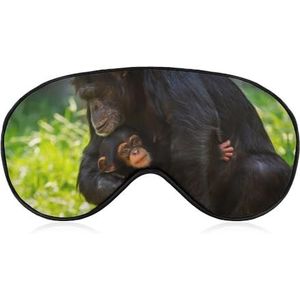 Schattige chimpansee en moeder toont affectie slaapmasker met verstelbare riem, comfortabel zacht oogmasker slaaphulp, lichtblokkerende oogmaskers