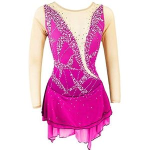 C,11/13,PONNYC Schaatsjurk Voor Wedstrijden Handgemaakte Ritmische Gymnastiekpakjes Voor Meisjes Kunstschaats Kostuums Met Hoge Elasticiteit Glanzende Winter Sport Rokken Met Kristallen