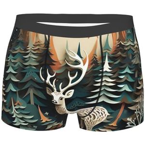 JBJGKHLP Kerst Herten Print Mannen Ademend Boxer Slips Gemak Ondergoed Gym Workout Indoor Outdoor Wear, Zwart, S
