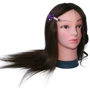 TOPBeauty TopBeauty Haardresser met 100% echt mensenhaar, 20 inch, training met hoofd, voor college en professionals om perm en dye te oefenen