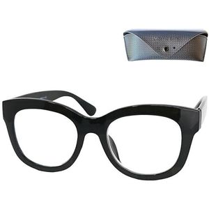 Mini Brille - Blauw licht bril met rechthoekige graduatie voor dames – oversized frame van kunststof, niet-verblindende glazen, computerbril met blauwfilter, uv-bescherming en kijkcomfort, Zwarte