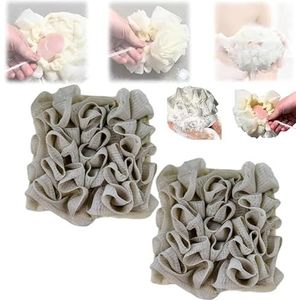 2-in-1 badspons: zachte luffa en washandje met trekkoord, in staat om de zeep in te wikkelen loofah-spons badbal, exfoliërende mesh douche-bladerdeeg voor lichaamswas (grijs)