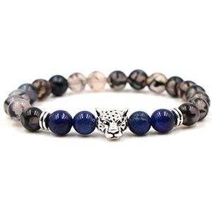 kralen armbanden, jade armband, Natuurlijke draakstreep steen met gouden luipaard spacer en lapis lazuli sieraden elegante eenvoudige stijl armband yoga sierlijke paren armband cadeau for geboorte