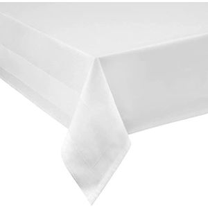 texpot Tafelkleed 140 x 310 cm met aan beide zijden satijnen rand damast wit tafelkleed breedte 140 cm lengte naar keuze