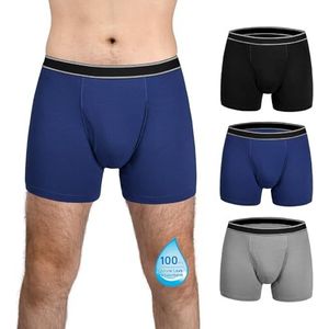 TIICHOO Incontinentiebroek voor heren, wasbaar, regelmatig absorptievermogen, incontinentieslip, zwarte tailleband, lekvrije boxershorts, zwart/marine/grijs, XL