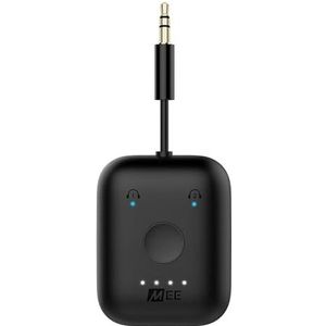 MEE audio Connect Air Audio-zender, draadloos, Bluetooth, voor hoofdtelefoon, 2 apparaten, stereo-audio, draadloos, gebruik in vliegtuigen, tv, fitnessstudio, console en meer, zwart