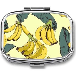 Banaan Print Pillendoos Pil Case Leuke Pil Organizer Pil Houder Geneeskunde Pil Organizer Pil Container Dagelijkse Pil Organizer Kleine Pillendoos Pil Case voor Portemonnee Pocket