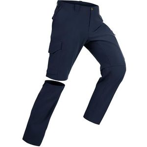 33,000ft Wandelbroek voor heren, afritsbroek, ademend, afneembaar, stretch, outdoorbroek met 6 zakken, zomer, functionele broek, sneldrogend, lichte korte broek voor wandelen, fietsen, Donkerblauw,