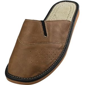APREGGIO Comfortabele herenpantoffels, ademend kunstleer, antislip, klassiek zwart, EU-maten 40, 41, 42, 43, 44, 45, 46, Brons, 40 EU