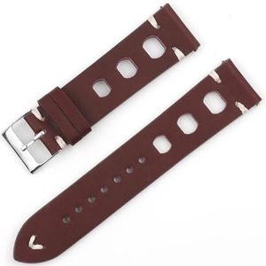 Jeniko Vintage Horlogeband Poreus Ademend Lederen Band Rood Zwart Bruin 18/20/22/24mm Snelsluiting Horlogeband Armbanden (Color : Wine red, Size : 18mm)