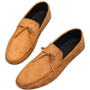 Loafers for heren PU-leren mocassins met ronde neus, antislip, comfortabele, casual slip-on (Color : Brown, Size : 42 EU)