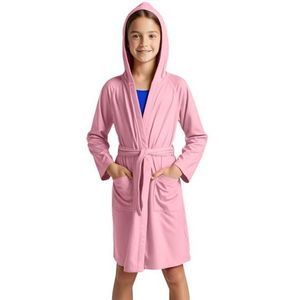 o-day Kinderbadjas van microvezel, licht en praktisch, met capuchon, zakken en riem, 4-14 jaar, Roze, 13-14 Jaar