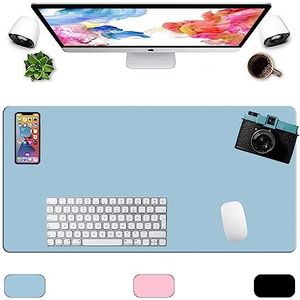 LL-COEUR Grote Kunstleer Waterbestendig Muismat Computer Kantoor Bureaulegger (800 x 400 x 2 mm, Blauw)