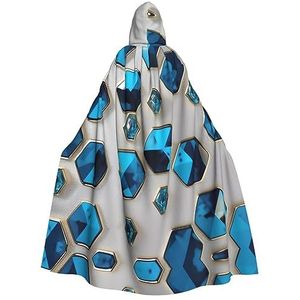 ZISHAK Blauwe zeshoeken en diamanten uniseks vampiercape voor Halloween-liefhebbers - ongeëvenaarde feestkleding voor mannen en vrouwen