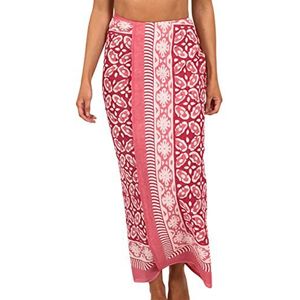 Pachamama Vrouwen 100% Katoen Sarong Hand Gedrukt Bloem Patroon Cool Zomer Strand Cover Up Pareo Wrap Around Rok 180 x 110 CM, roze, one size