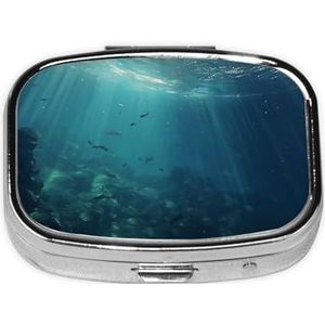 Sea Pill Case 2 Compartiment Pillendoos Draagbare Metalen Pil Organizer Leuke Reizen Pil Container Vitamine Organizer voor Portemonnee Pocket Reizen Gift