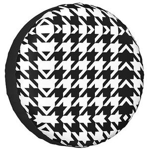 Pied-de-poule zwarte gepersonaliseerde band cover-universele auto reservebandhoes, modieus en duurzaam