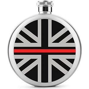 Zwarte Dunne Rode Lijn UK Britse Vlag Rvs Wijnfles voor Mannen Vrouwen Fles Draagbare Drank Fles voor Bruiloft Reizen