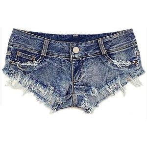 Vrouwen lage taille sexy denim korte hotpants sexy mini jeans shorts, Blauw, S Kort