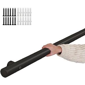 Wandmontage leuning, RVS leuning Zwart Diverse maten Complete set Wandmontage Binnen en Buiten (420 cm)(5ft/150cm)