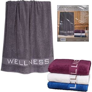 XXL Sauna-handdoek 440g/m² Wellness Line met jacquard rand. 100% fijnste katoen, 70x180 cm (grijs)