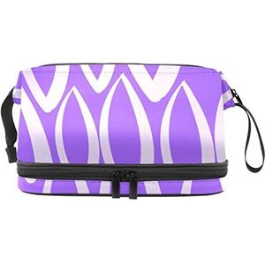 Grote capaciteit reizen cosmetische tas,witte ovale violette achtergrond, make-up tas,Waterdichte make-up tas organisator, Meerkleurig, 27x15x14 cm/10.6x5.9x5.5 in