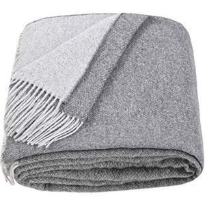 LYHome Merino Wollen Deken - Plaid Wol voor Sofa Bank & Bed, Merinowol Blanket Zachte Warme, Grote Sprei Merinowollen, Plaids Schapenwollen (140 x 200 cm | Grijs - Lichtgrijs Dubbelzijdig)