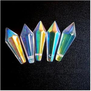 Kristallen Kroonluchter Prisma's 7Pcs K9 AB Kleur Kristallen Kroonluchter U-Icicle Drops Prisma's Voor Buiten Deur Decoratie Voor Lamp Decoratie Sieraden Maken