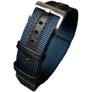 YingYou Hoogwaardige 18 Mm 20 Mm 22 Mm Gevlochten Nylon + Lederen Horlogeband Duurzaam Zonder Vervorming Horlogeband Compatibel Met Tissot (Color : Blue, Size : 22mm)