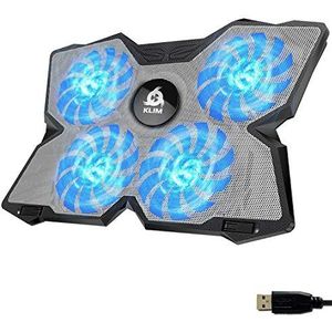 KLIM - Wind - Laptopkoeler - Wit en Blauw - 4 Ventilatoren