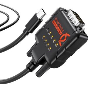 DriverGenius SerialGuardX Series | USB-C naar FTDI RS232 Seriële Adapter, 9 Gegevensmonitoring-LEDs, ESD-Beschermd - Compatibel met Windows 11/macOS 15/Linux, voor Ingenieurs en Technici (RS232-ESD9C)