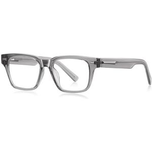 moomoobird Blauw Licht blokkerende Bril voor Vrouwen Mannen TR90 Vierkante Bril Frame Retro, Grijs Met Helder