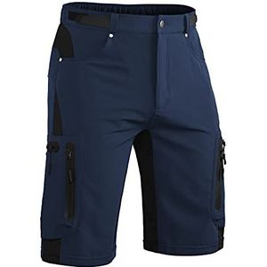 Hiauspor Shorts Heren, Lichtgewicht Hiking Shorts Ademend Sneldrogend Cargo Bermuda Shorts Elastische Fietsen Shorts MTB Fietsshorts Outdoor Sport Fietsshorts Zomer met 6 Zakken (Donkerblauw, L)