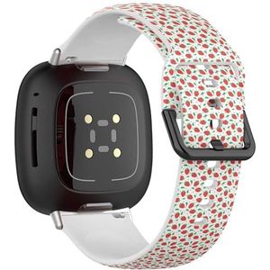 Zachte sportband compatibel met Fitbit Sense / Sense 2 / Versa 4 / Versa 3 (rode aardbeien) siliconen armband accessoire
