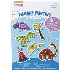 GLOREX 6 1242 703 - Diamond Painting Stickers, motief: Dino, knutselset om te schilderen met glittersteentjes, voor kinderen vanaf 6 jaar
