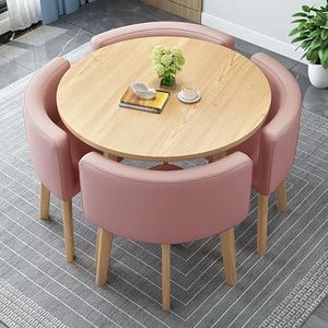 GUAWJRZDP Kleine Conferentieruimte Tafels, Kantoortafel Ronde, Eettafel En Stoelenset, Vrijetijdstafel En Stoelenset, Zakelijke Conferentieruimte Salontafel, Ruimtebesparend(Pink)