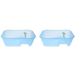 2 set Plastic Reptiel Terrapin Schildpad Schildpad Tank Vivarium Voeding Doos Blauw