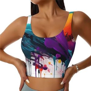 Verf Splatter Print Comfortabele Vrouwen Sport Vest Yoga Workout Vest Voor Vrouwen Lichtgewicht Zomer, Zwart, S