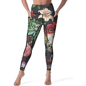 Veelkleurige Bloemen Vrouwen Yoga Broek Hoge Taille Leggings Buikcontrole Workout Running Leggings XL