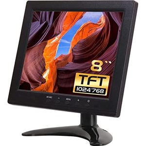 WHOLEV Mini-Monitor 8 Inch TFT LCD 1024x768 Met AV/VGA/HDMI/BNC/USB-Hoofdtelefoon, Ingebouwde Luidspreker Voor Kantoor, Bedrijf, Thuisbeveiliging, Raspberry Pi CCTV IP-Camera