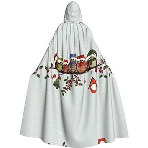 DEXNEL Leuke Kerst Uilen Op Tak 150 cm Hooded Cape Unisex Halloween Mantel Voor Duivel Heks Tovenaar Halloween Cosplay, Dress Up