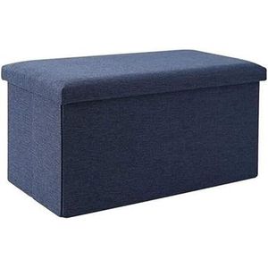 Opvouwbare Zitbank Voetensteun, Voetenbank Voetenbank Opvouwbare Opbergruimtebesparende Vierkante Opbergdoos Voetenbank Geschikt(Navy,49x31x31cm(19x12x12inch))