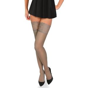 sesto senso - Hold-up Kousen - Grijs - 20 Denier - Versterkt met Siliconen Strepen - Grote Maten